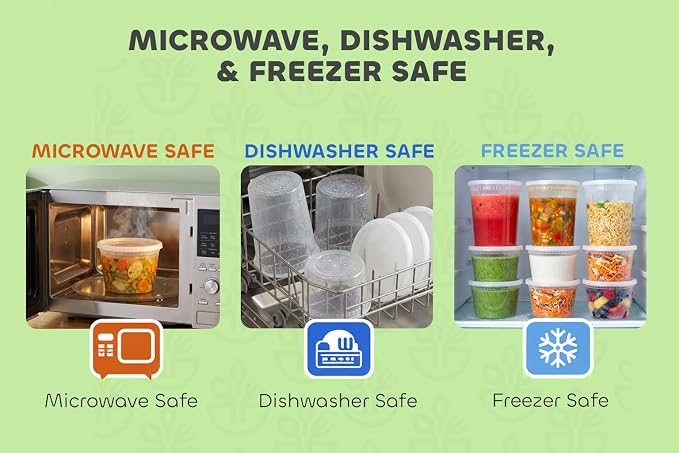 JoyServe 48 Sets Plastic Deli Containers with Lids - 16oz Pint & 32oz Quart | Leak Proof, Microwaveable, Dishwasher & Freezer Safe - Plastic Food Storage, Meal Prep, Restaurant & Soup Containers