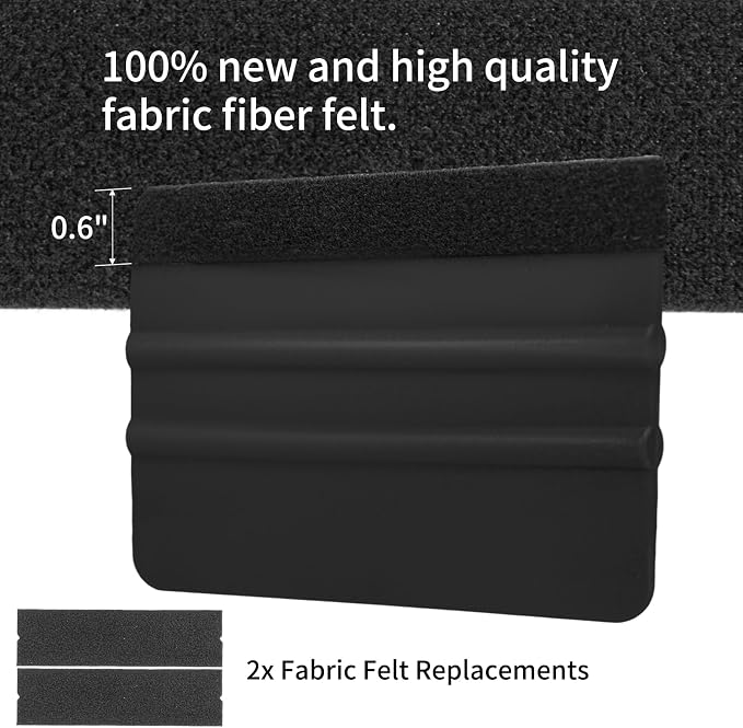 AMZDEPOT Squeegee for Vinyl, 2 Pcs, 4 Inch, Black | Extra 2 Felt Replacements, Car Wrap, Craft Sign Making, DIY Crafting, Window