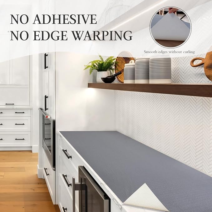 Beautysaid Shelf and Drawer Liner for Kitchen Cabinet Non Adhesive Non Slip | Shelf Paper Waterproof Washable Thickened for Dresser Pantry Shelve Bathroom Protector Liner(Gray,12 in x 30 FT)