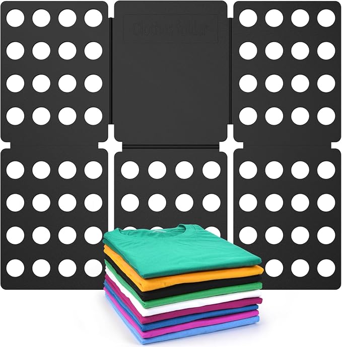 Geniusidea Shirt Folder Board Mini Clothes Folding Board Durable Plastic T-Shirt Folder Easy to Fold Shirts Board T Shirt Folder Laundry Folding Board Folding Tool for Kids and Adults Black