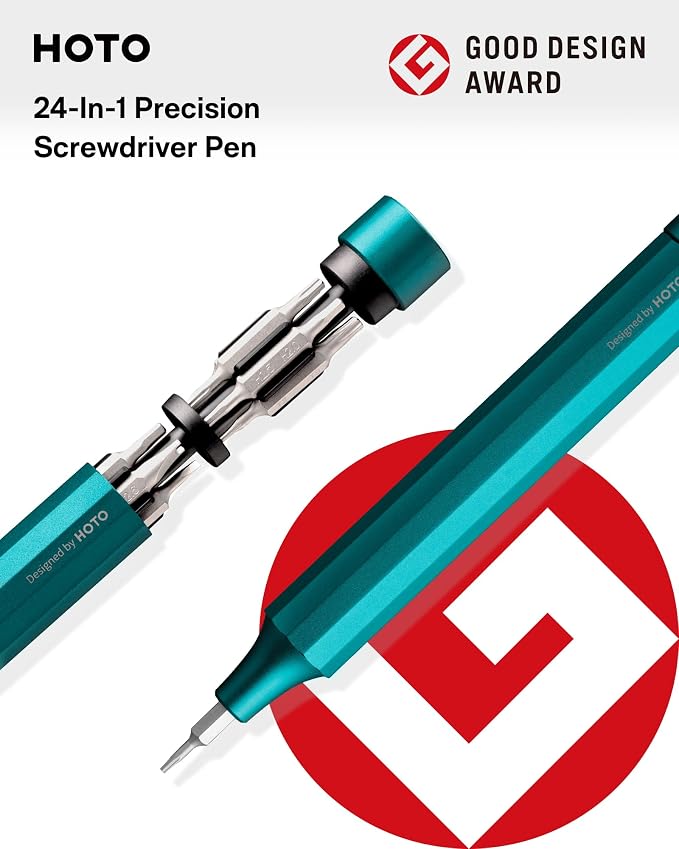 HOTO 24 in 1 Mini Screwdriver Set, Eyeglass Repair Kit, Dark Turquoise | Magnetic Torx Bit Set, EDC Pen Screwdriver for Electronics, Watches, Phones, Laptops, Cameras, Gadgets for Men