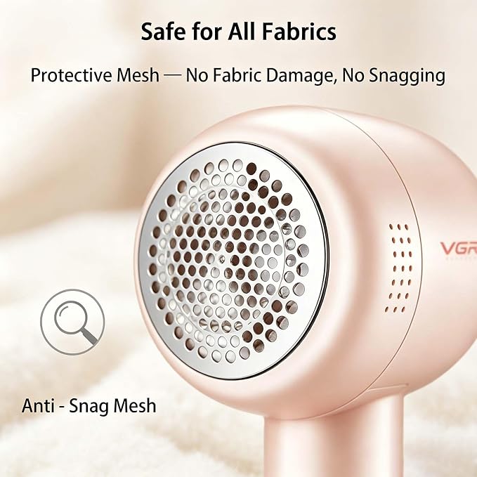 VGR 813 Rechargeable Fabric Shaver,6-Blade Lint Remover,Pink | Cordless Clothes Lint Remover for Sweaters, Blankets, Couch, at home or while traveling