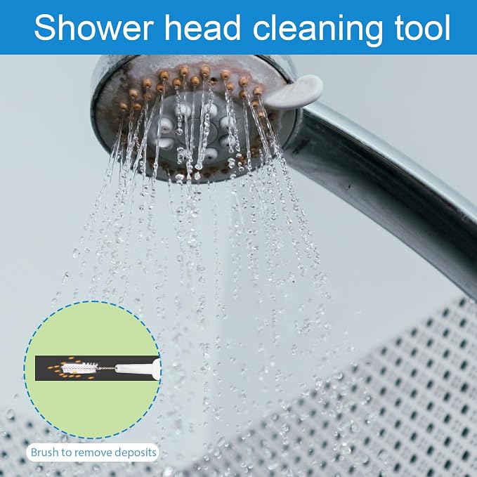 70pcs Shower Head Cleaner Tool Kit, 2 Styles Small Hole Showerhead Cleaning Brushes & Multi-Size Picks for Bathroom Tiny Nozzle Gaps Deep Clean Unclogging Brush Set (Green, White)