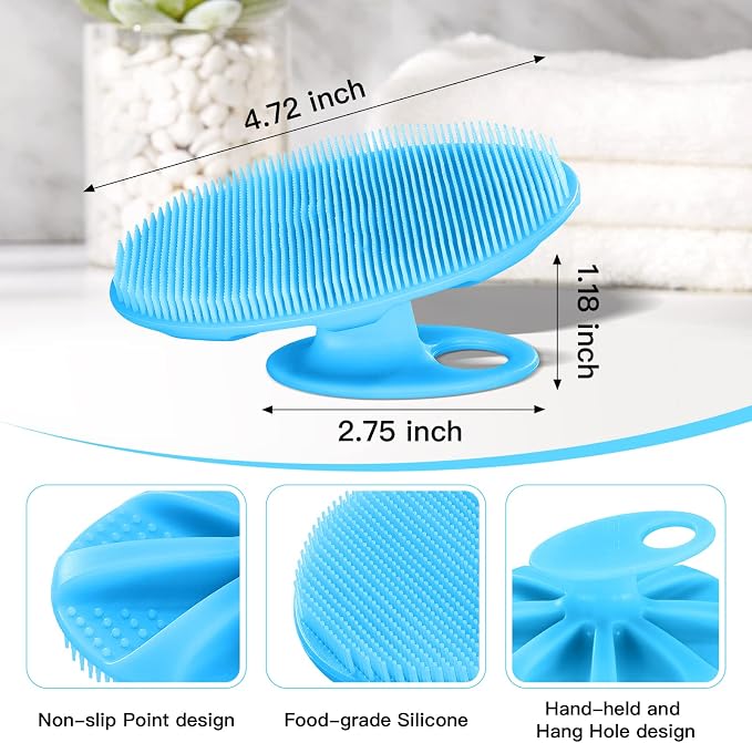 INNERNEED Silicone Body Cleansing Brush Exfoliating Scrubber, DGreen+Blue | Gentle Massage, Deep Clean, Hygienic Shower Scrub Brush Soft Bristles for All Skin Types, Easy to Hold