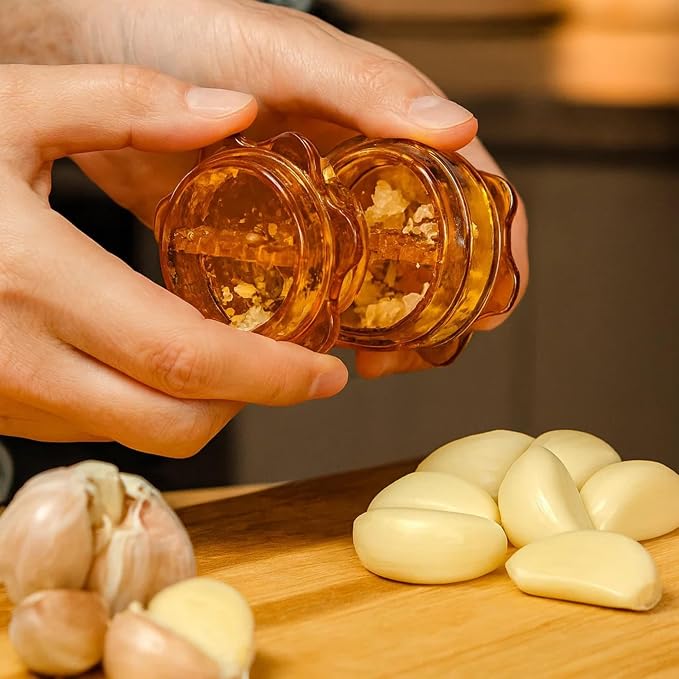 Angel’s Peel Lounge Garlic Mincer, Manual Garlic Grinder for Quick Meal Preparation - Kitchen Tools for Mincing Garlic, Ginger, Herbs, Nuts (Orange)