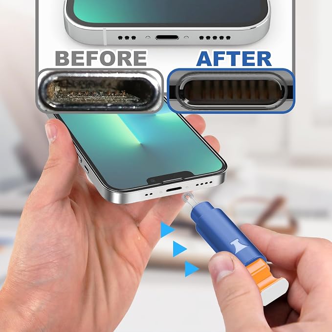 iPhone Cleaning Kit for Charging Port Cell Phone USB C, Dark Blue | Multi-Tool, Cleaner Kit for AirPod, iPhone Cleaner, Portable Repair Tool, for Lightning Charger Cable iPad Electronic Devices