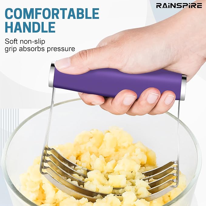 Rainspire XL Pastry Cutter For Baking, Heavy Duty Pastry Blender Stainless Steel, Thick Sharp Blades Dough Blender, Dough Cutter Butter Cutter Pastry for Easy Mixing, Dishwasher Safe, Purple