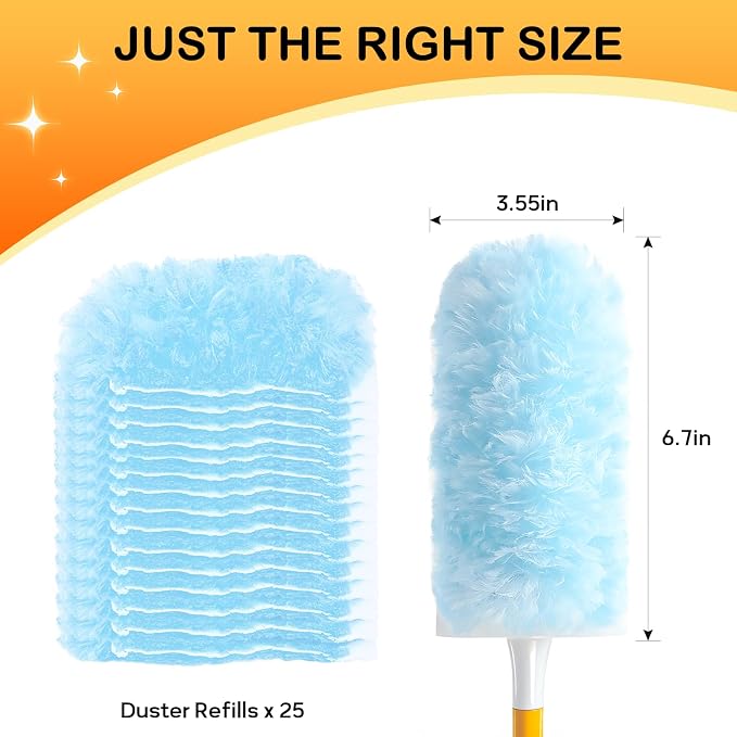 SetSail 25 Count Duster Refills Compatible with Swiffer Dusters, Blue | Compatible with Swiffer Dusters,Disposable Duster Refill,Multi Surface 360° Duster Cleaner,for Ceiling Fan, Blind, Furniture