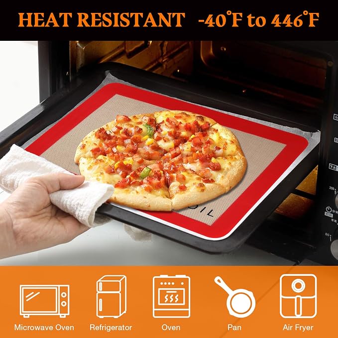 Silicone Baking Mats Set of 3, Non-Stick Reusable BPA-Free Oven Liners,100% Food-Grade Silicone Baking Sheets for Cookies, Macarons, Bread and Pastry,11.6'' x 8.5''(Quarter)
