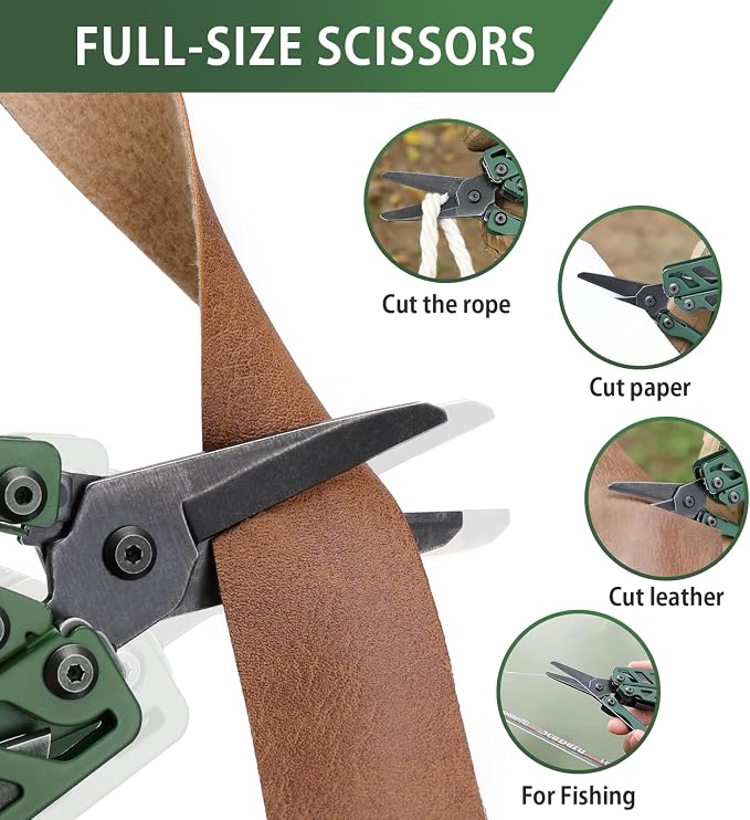 NexTool Flagship Pro Multitool Pliers with Full-size Scissors (Green) | 16-in-1 Multi-tool, Safety Locking, Replaceable YG8 wire cutters, Tool for Camping, Survival, Fishing, Repair, Gifts for Men