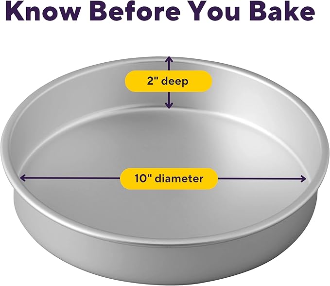 Wilton Aluminum Bakeware Round Tiered Cake Pan - Made from Natural Anodized Aluminum - Durable Cake Pan with Even Heat Distribution - Reduces Over-Baking - 10 x 2 Inch
