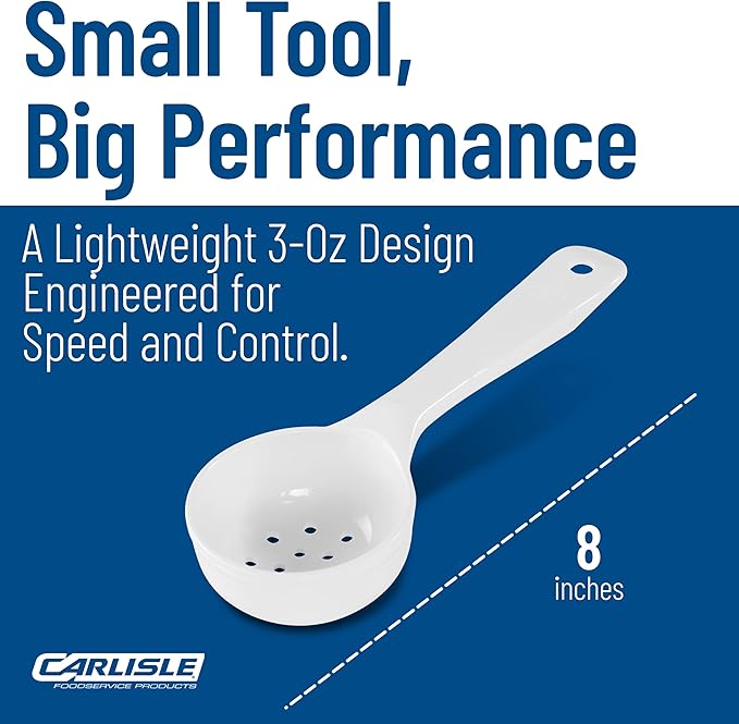 Carlisle FoodService Products Measure Miser Plastic Portion Scoop, Measuring Spoon with Long Handle for Kitchen and Restaurant, Polycarbonate, 3 Ounces, White