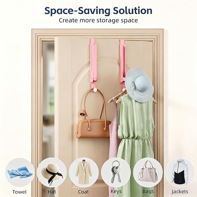 2 Pack Over The Door Drying Rack for Laundry, Over The Door Hanger Foldable, Heavy Duty Over The Door Hooks Hanger,Over Door Hook for Hanging Clothes,Rust-Resistant Over The Door Clothes Hanger