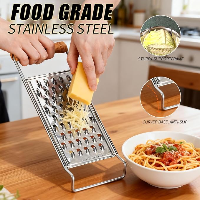 2 Pack Stainless Steel Handheld Grater Set, Coarse & Fine Kitchen Zester for Cheese, Vegetables, Chocolate & Spices