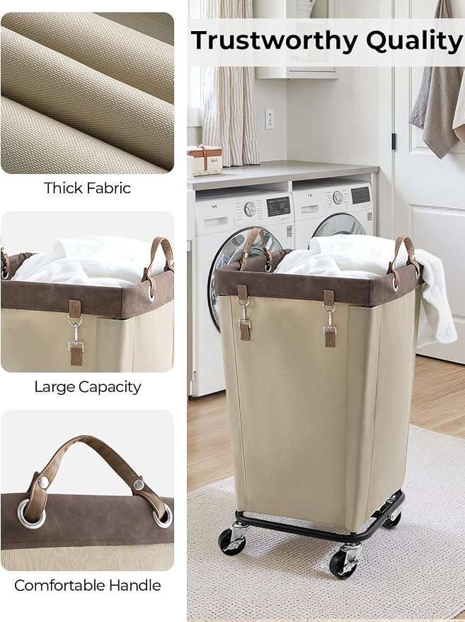 StorageWorks 160L Laundry Basket with Wheels, Rolling Hampers for Clothing
