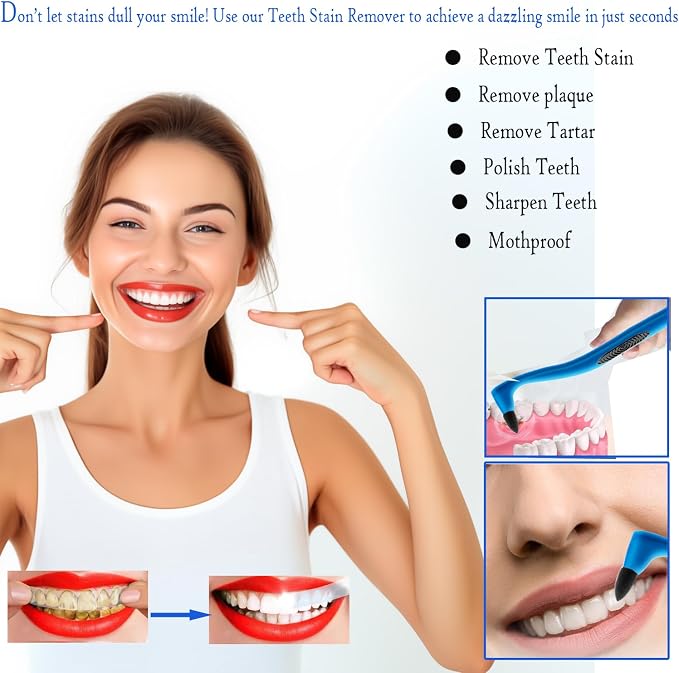 Tooth Stain Remover, Dental Plaque Tool, Tartar Eraser Polisher, Professional Teeth Whitening Polishing Cleaning Kit, Home Calculus Removal Effectively, NOT Electric Cleaner Brush/Dentist