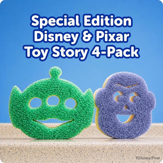 Scrub Daddy Scrub Mommy Toy Story Rocket Ship FlexTexture + ResoFoam Cleaning Sponges - Non-Scratch Sponges for Everyday Cleaning - Kitchen, Bathroom & Outdoor - Kitchen Sponges for Dishes (4 Count)