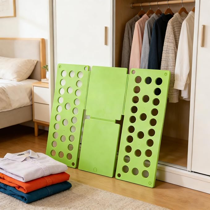 Clothes Folding Board, Blue Adjustable T-Shirt Folder,15.7 x 17 Inch, Laundry Organizer for Adults and Kids (Green)
