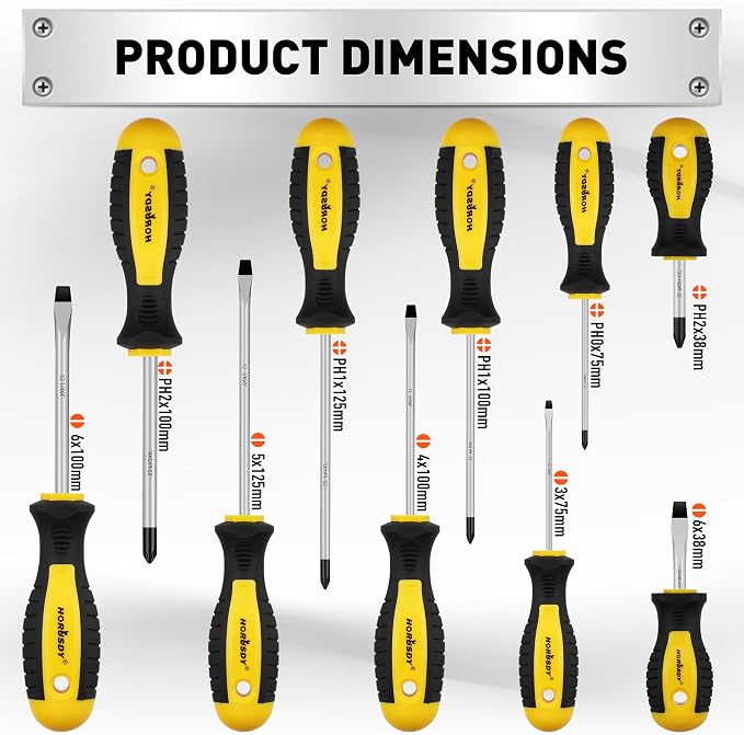 HORUSDY 11-piece Magnetic Screwdriver Set with Case, 5 Phillips & 5 Flat Head Tips with Magnetizer demagnetizer Precision Screwdriver Set