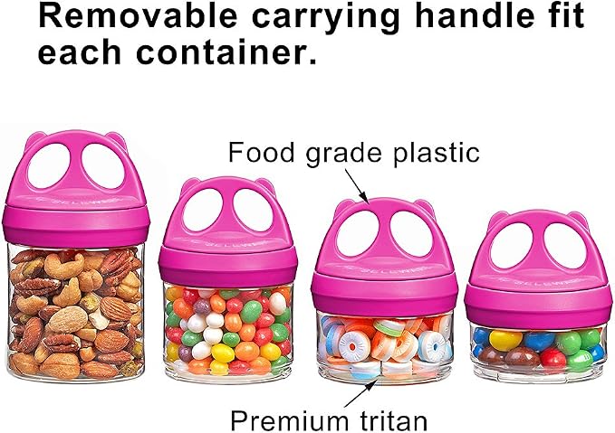 SELEWARE Red Stackable Snack Containers for Kids Toddlers Adults, 31oz | Portable Food Storage Containers for Snacks Formula Powder Drinks and Travel, Twist Lock System Airtight Leak-proof BPA Free
