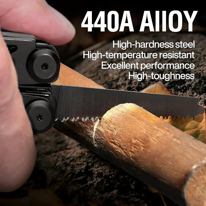 23 in 1 Multitool with Premium Gift Box, Cool Gadgets for Men (Black) | Include Screwdrivers Saw Screwdrivers Bottle Opener Pliers Camping Knife, Best Gift for Boyfriend Son Dad Him Husband