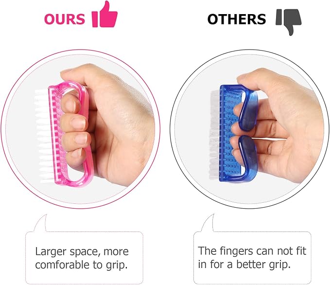 Larbois Handle Grip Nail Brush, Hand Fingernail Brush Cleaner Scrubbing Kit Pedicure for Toes and Nails Men Women (4 Pack) (Color-2)