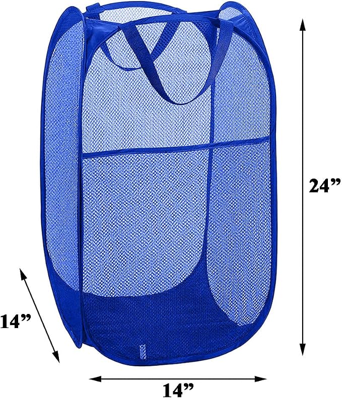 Mesh Laundry Hamper, Pop Up Laundry Basket, Collapsible Clothes Storage Bin for Bedroom, Dormitory, Apartment, Royal Blue