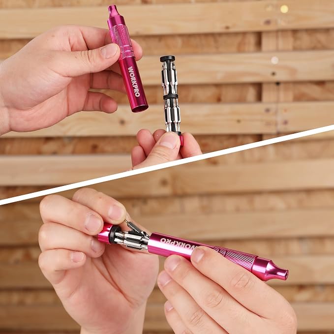 WORKPRO 24 in 1 Multi Bit Mini Screwdriver Set Magnetic, Pink | Manual Pen Screwdrivers, Tough S2 Steel Small Screwdriver Bits for Eyeglass, Watch, Laptop, Phone, Jewelry and Electronic