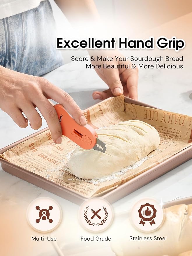 Magnetic Bread Lame Dough Scoring Tool - Sourdough Lame Scoring Tool, Bread Dough Cutter Slashing Razor Tool,Cutting Bread Scoring Tool for Sourdough Bread Baking - Patterns booklet & 5 Blades