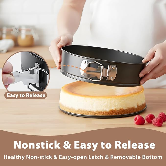 Springform Pan Set of 3 Leakproof Spring Form Pan for Cheesecake, Nonstick 4 7 9 Inch Cheesecake Pan with Silicone Protector, Springform Cheese Cake Pans Sets for Baking with 50Pcs Parchment Paper