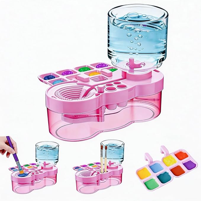 Paint Brush Cleaner Tool - Brush Washer Painting Station, Paintbrush Cleaners Water Dispenser Circulation, Art Acrylic Cleaning Watercolor Rinser for Kids Adult Artist