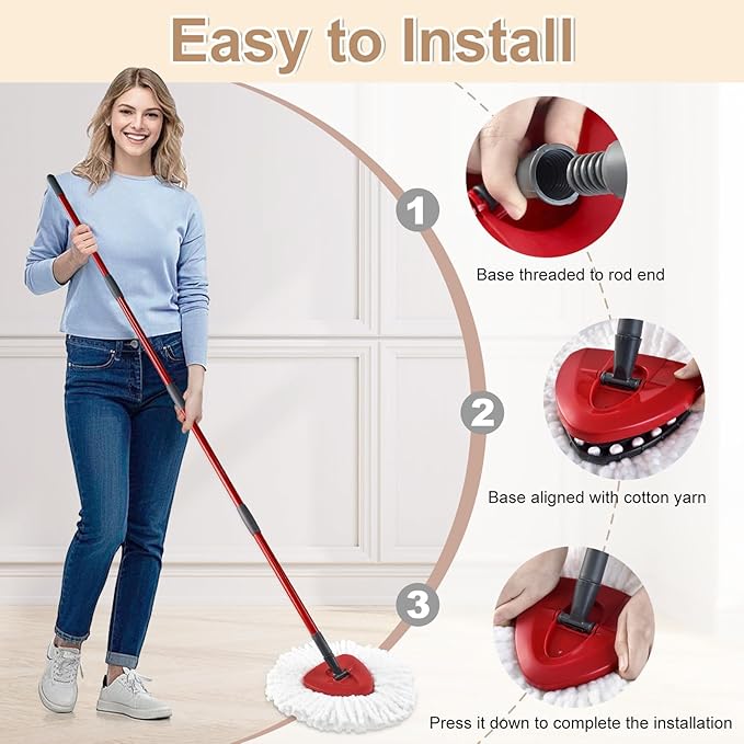 Mop Heads Replacements for Ocedar, Mop Replace Head for O Cedar, Mop Heads for O Cedar, Mop Replace Head for Cedar, Mop Heads for O Cedar Spin Mop Include 2 Mop Refills 2 Scrubber Mop Head 1 Mop Base