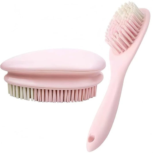 2 Pack Soft Bristle Cleaning Scrub Brush Laundry Brush Scrubber Brush | Soft Scrub Brush for Clothes, Carpet and Fabric Stain Removal, Scrubbing Brush with Ergonomic Handle Household Cleaning