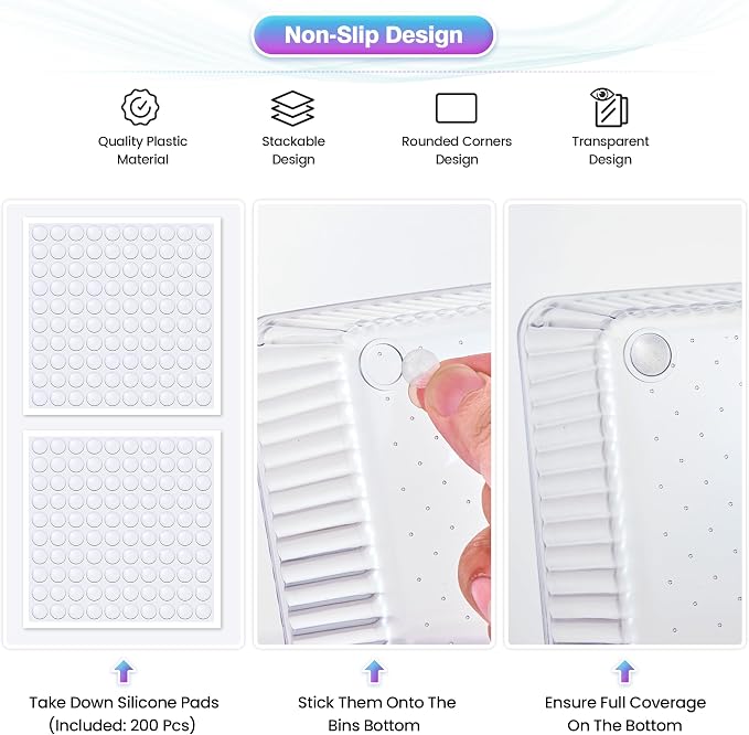 25 PCS Clear Plastic Drawer Organizer Set - 4 Sizes Makeup Organizer Desk Drawer Divider Bathroom Organizers and Storage Bins for Makeup, Jewelry, Gadgets, Office, Kitchen, Bedroom, Bathroom