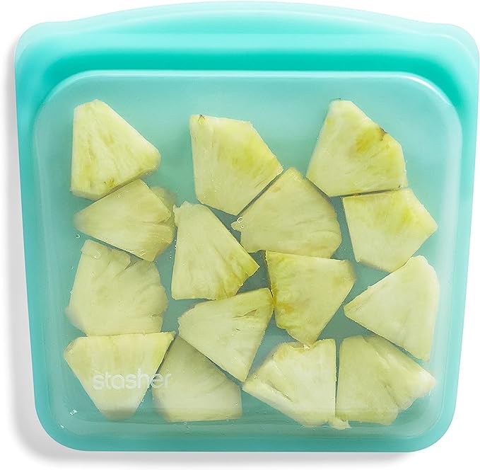 Stasher Premium Silicone Reusable Food Storage Sandwich Bag, Aqua, Microwave, Sous Vide, Dishwasher, Oven and Freezer Safe, BPA Free, Leak-free, Eco-friendly, 28 Oz