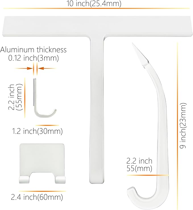 Shower Squeegee for Glass Doors – 10" Silicone Squeegee with Built-in Hook, One-Piece Seamless Design, Streak-Free & No-Scratch Window Cleaner for Bathroom, Mirrors & Tiles (White)