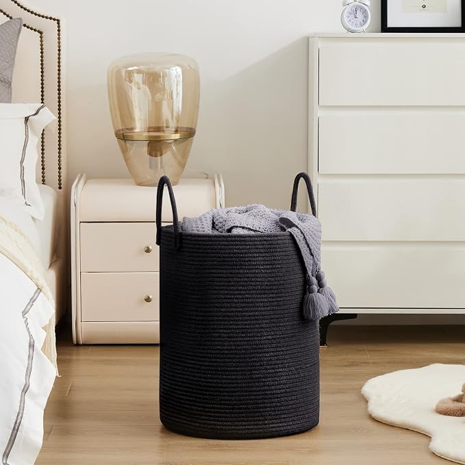 YOUDENOVA Woven Rope Laundry Hamper Basket, 72L Blanket Basket for Nursery | Large Woven Laundry Hamper with Sturdy Handles, Collapsible Home Decor Laundry Basket for Laundry, Clothes, Toys in Bedroom