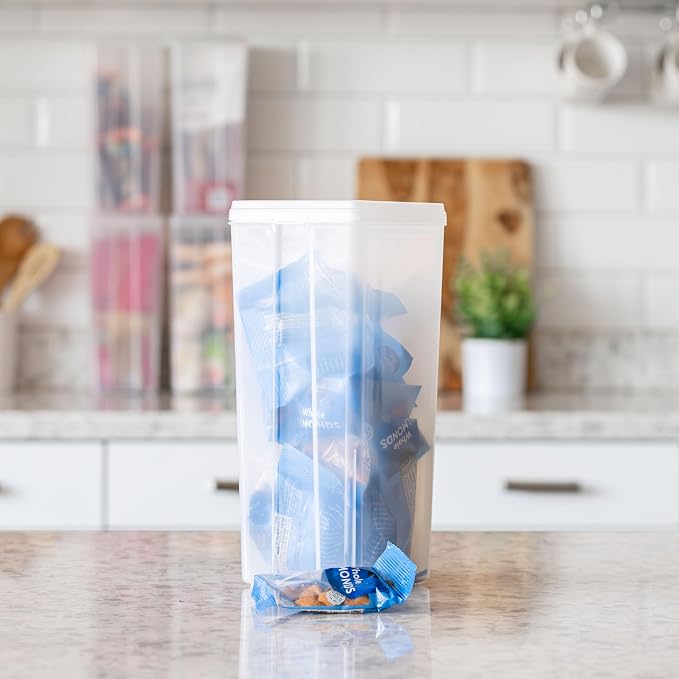 IRIS USA Vertical Storage Bins with Lids |Made in USA| Flip Top Containers for Organizing Pantry, Office, Craft, and Study Supplies - Large (6-Pack)
