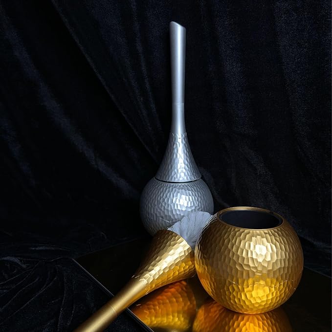 Elegant Toilet Brush Set – Stylish Hammered Design, Durable Handle, Anti-Splash Base, Modern Bathroom Accessories, Easy to Clean & Maintain (Sliver)