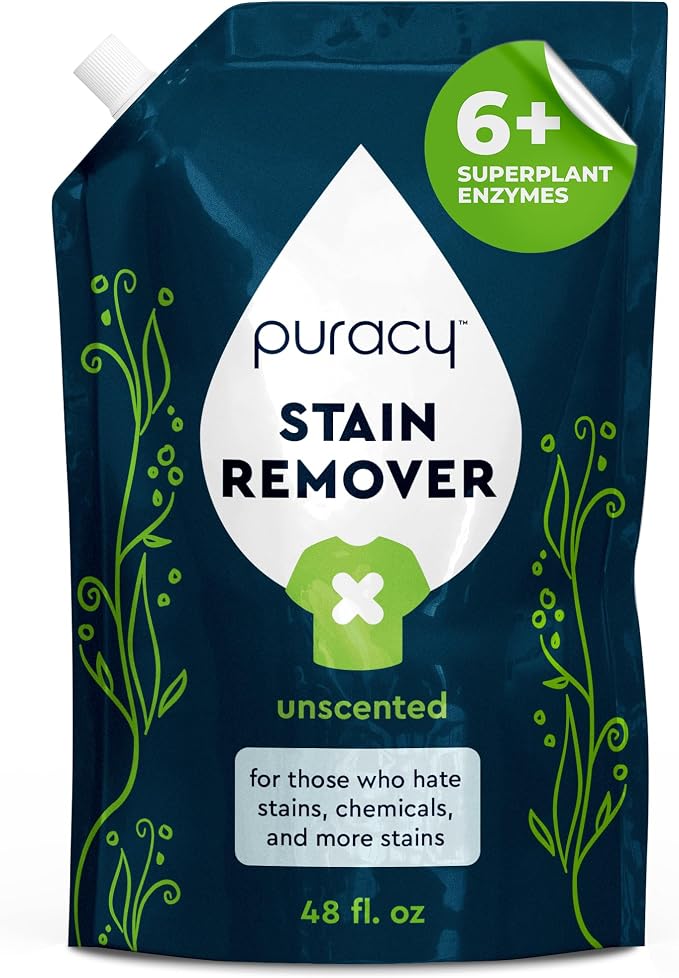 Puracy Stain Remover, Travel and Laundry Stain Cleaner for Clothes, Baby Essentials, Kids Stains, Oil and Fabric Spot Cleaner, (Stain Remover Spray, 48 fl oz)