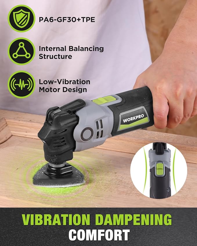 WORKPRO 400W Corded Oscillating Multi-Tool Kit | 6 speeds, 3.5° oscillation angle, LED light, quick blade change, and 23 accessories for DIY and home improvement