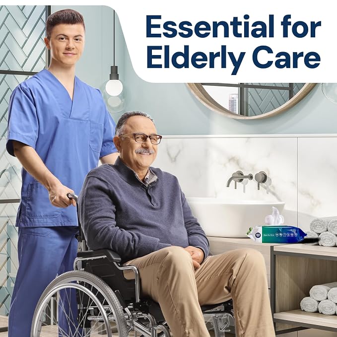 OPTEEL Adult Wipes for the Elderly – Extra Large 8x13, Pre-Moistened 240ct | Rinse-Free, Unscented, Super Soft, Aloe & Vitamin E Infused Disposable Washcloths for Personal Cleansing & Incontinence Care