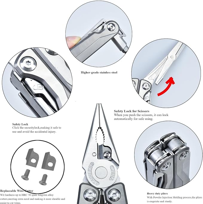 SQT2048-A 19-in-1 Multitool, Gifts for Men, Foldable & Self-Locking, Professional Multitool for DIY, Outdoor Camping, and Home Repairs...