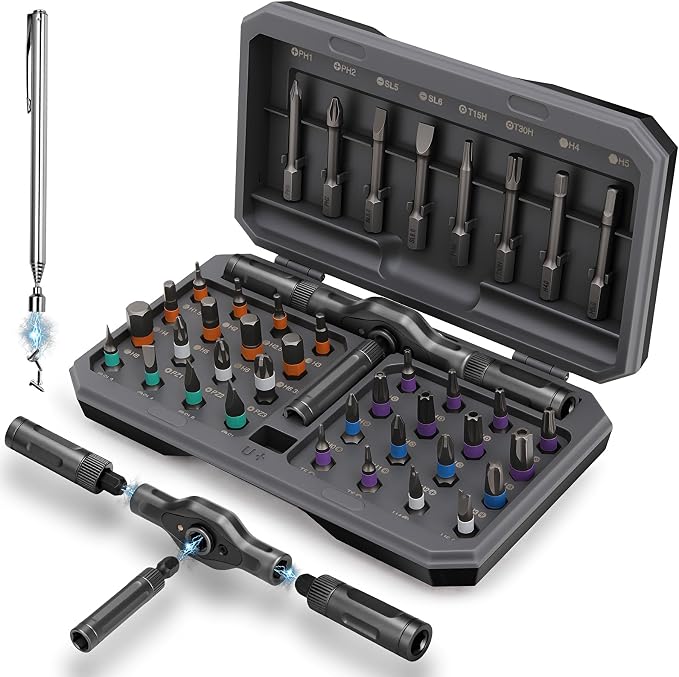43 IN 1 Magnetic Ratchet Screwdriver Set with Detachable T Handle | S2 Steel Bits, for Home Daily Repair, Furniture Assembly, DIY Projects, Gift for Men Husband