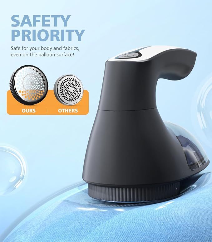 POPCHOSE Fabric Shaver, 6-Leaf Blades & Electrostatic Brush, Rechargeable | Lint Remover for Clothes, Sweater Shavers to Remove Pilling, Electric Lint Remover for Couch, Furniture, Fuzz