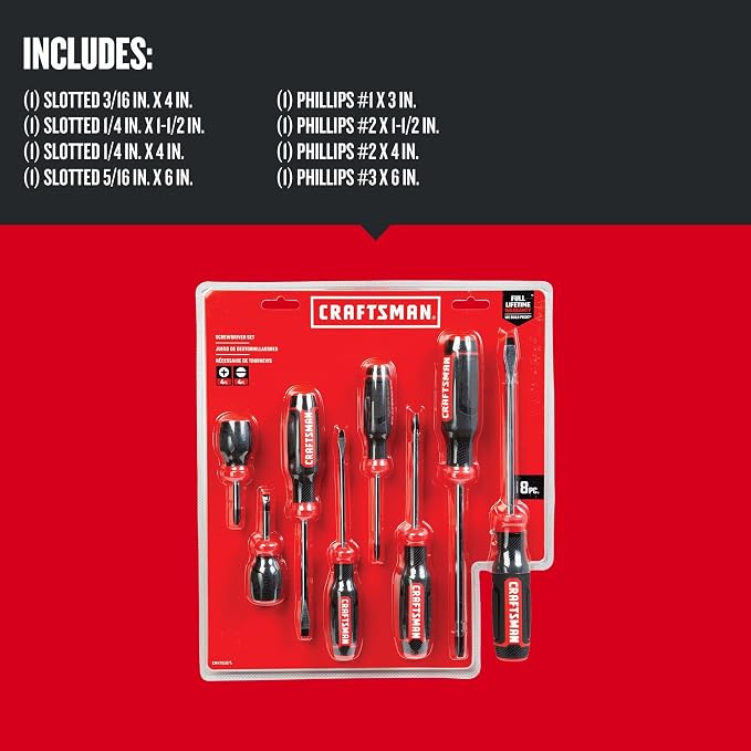 CRAFTSMAN Screwdriver Set,Bi-Material,8 Piece Set (CMHT65075N),(Pack of 4)
