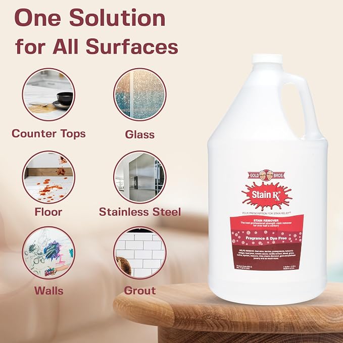 Stain Remover, Effectively Eliminates Stains, 1 Gallon | Wine, Berries & Blood Colorfast Fabrics, Carpets, Upholstery & Jewelry, Fragrance Bleach & Dye-Free, Peroxides & Phosphates