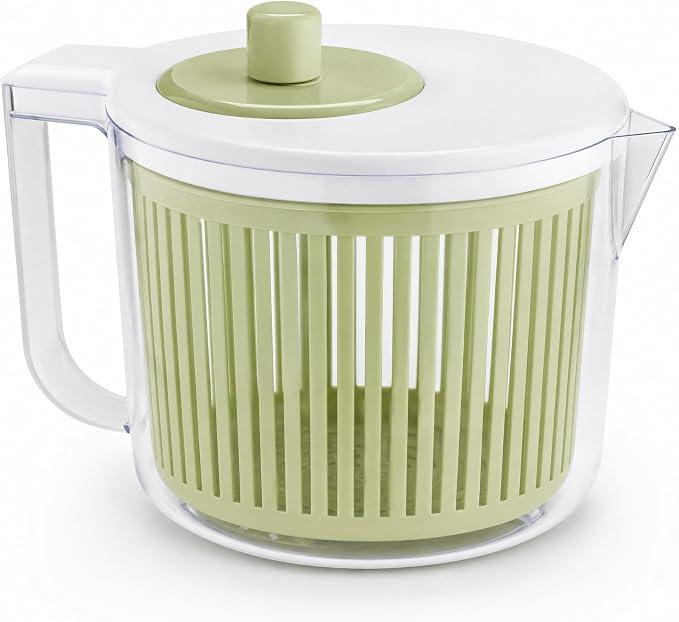 JS Gourmet Salad Spinner – 4.73L (20 Cup), BPA-Free Manual Vegetable Spinner with Strainer Basket, Durable Kitchen Gadget, Easy Spin Dryer Bowl for Lettuce, Fruits & Greens