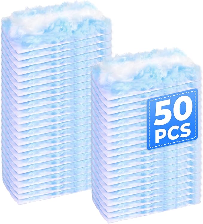 50 Pack Duster Refills Only, Microfiber Replacement Heads for Blinds, Blue | Made of electrostatic microfiber,Ideal for dust on furniture,blinds & fans,Perfect for homeowners & cleaners.