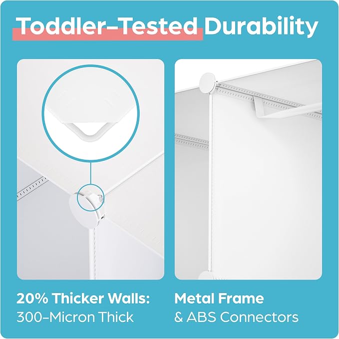 CUBEDIY Baby Closet Organizer for Nursery: Durable Baby Wardrobe for Closet - Customizable Baby Dresser Amoire Shelves - Waterproof Shelf Clothes Organizer w/Wall Fixation (White)